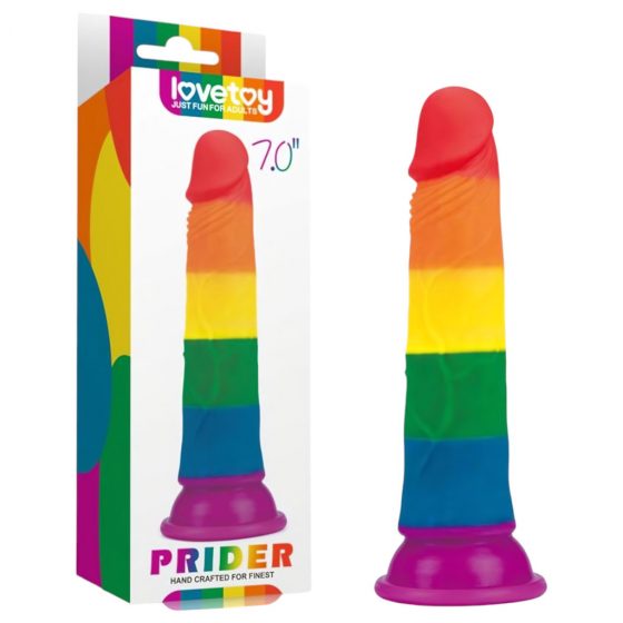 Lovetoy Prider - realistické dildo - 19 cm (duhové)