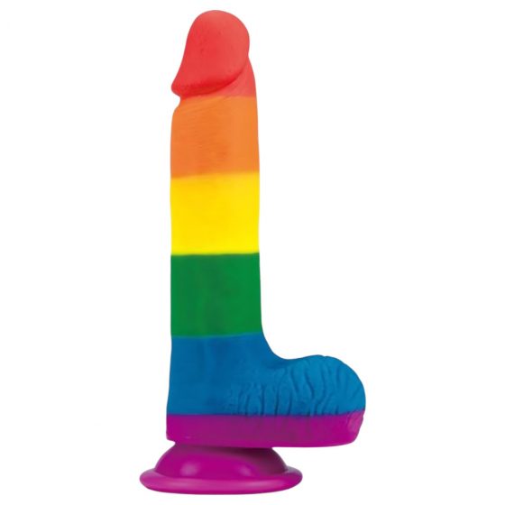 Lovetoy Prider - realistické dildo s varlaty - 20 cm (duhové)