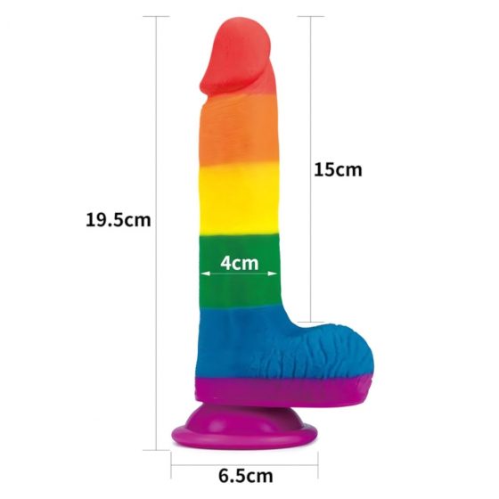 Lovetoy Prider - realistické dildo s varlaty - 20 cm (duhové)