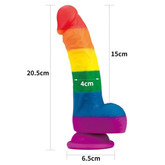 Lovetoy Prider - realistické tekuté silikonové dildo - 19 cm (duhové)