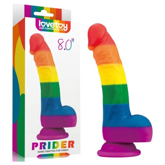 Lovetoy Prider - realistické tekuté silikonové dildo - 19 cm (duhové)