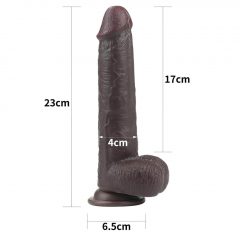   Lovetoy Sliding-Skin - dvouvrstvé dildo s lepicí podložkou - 23 cm (hnědé)