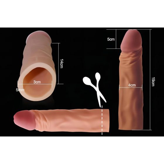 Lovetoy Pleasure X-tender - Pláštěnka na penis - 19 cm (přírodní)