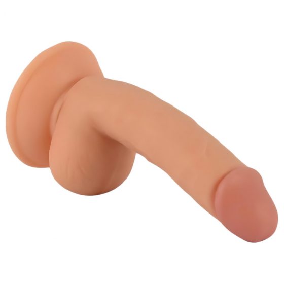 Mr. Rude - připínací dildo s varlaty - 18 cm (přírodní)