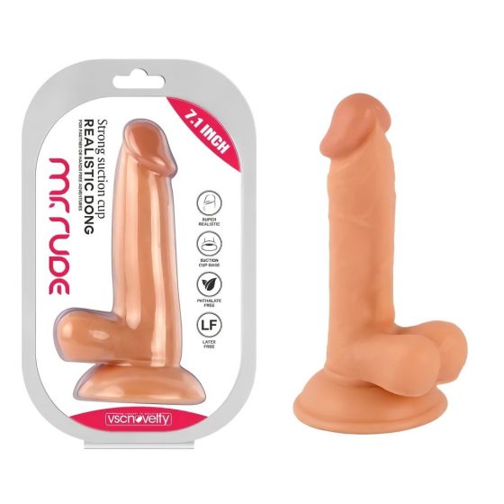 Mr. Rude - připínací dildo s varlaty - 17 cm (přírodní)