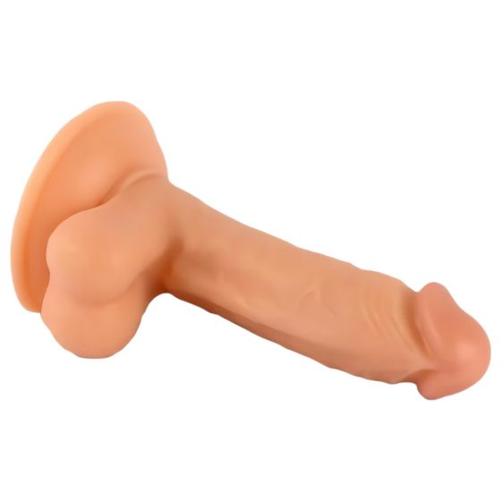 Mr. Rude - připínací dildo s varlaty - 17 cm (přírodní)