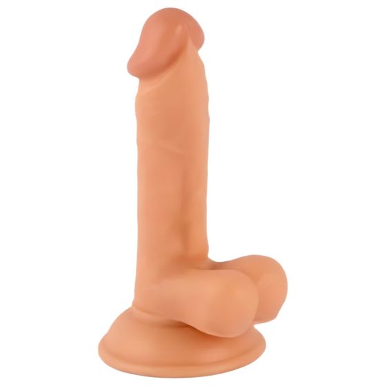 Mr. Rude - připínací dildo s varlaty - 17 cm (přírodní)