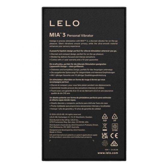 LELO Mia 3 - cestovní rtěnkový vibrátor (černý)