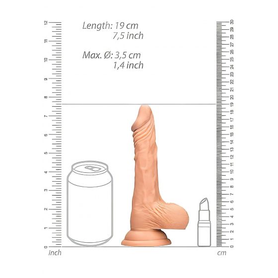 RealRock Dong 7 - realistické dildo s varlaty (17 cm) - přírodní