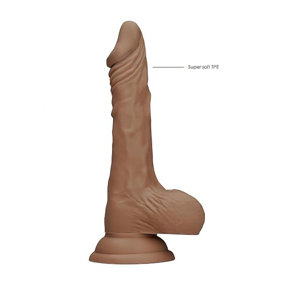 RealRock Dong 7 - realistické dildo s varlaty (17 cm) - tmavě přírodní