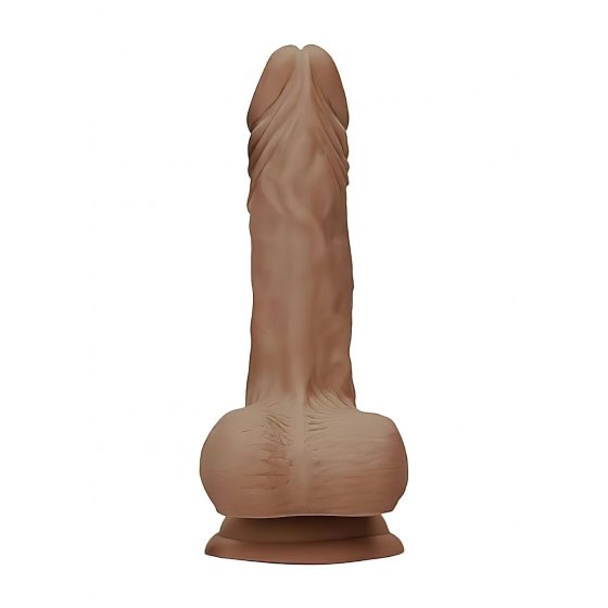 RealRock Dong 7 - realistické dildo s varlaty (17 cm) - tmavě přírodní