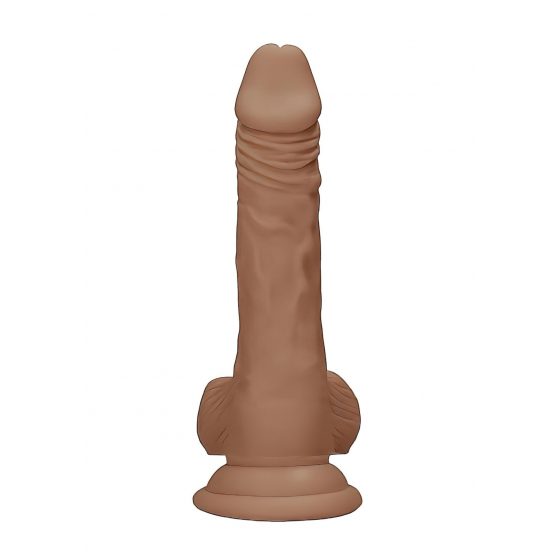 RealRock Dong 7 - realistické dildo s varlaty (17 cm) - tmavě přírodní