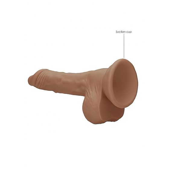 RealRock Dong 7 - realistické dildo s varlaty (17 cm) - tmavě přírodní