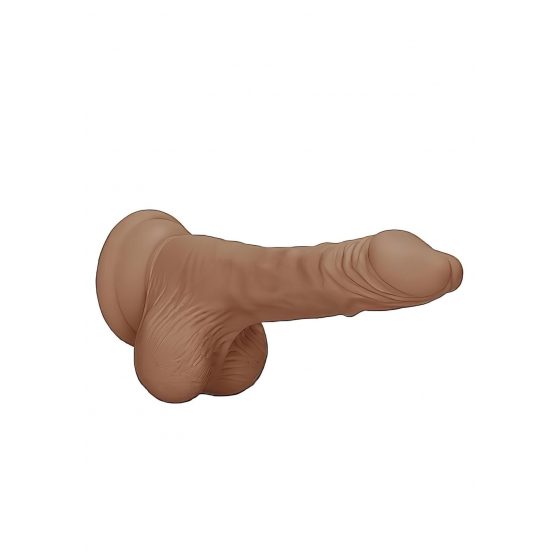 RealRock Dong 7 - realistické dildo s varlaty (17 cm) - tmavě přírodní