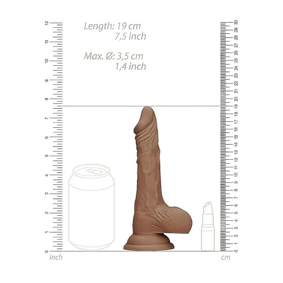 RealRock Dong 7 - realistické dildo s varlaty (17 cm) - tmavě přírodní