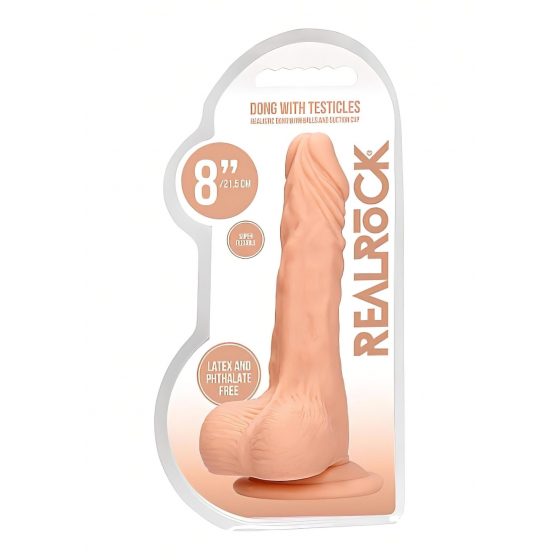 RealRock Dong 8 - realistické dildo s varlaty (20 cm) - přírodní