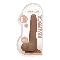   RealRock Dong 8 - realistické dildo s varlaty (20 cm) - tmavě přírodní