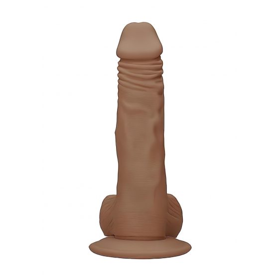 RealRock Dong 8 - realistické dildo s varlaty (20 cm) - tmavě přírodní