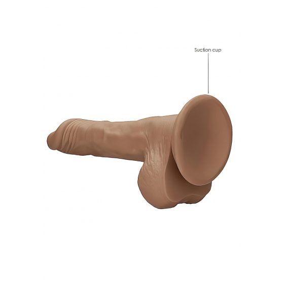 RealRock Dong 8 - realistické dildo s varlaty (20 cm) - tmavě přírodní