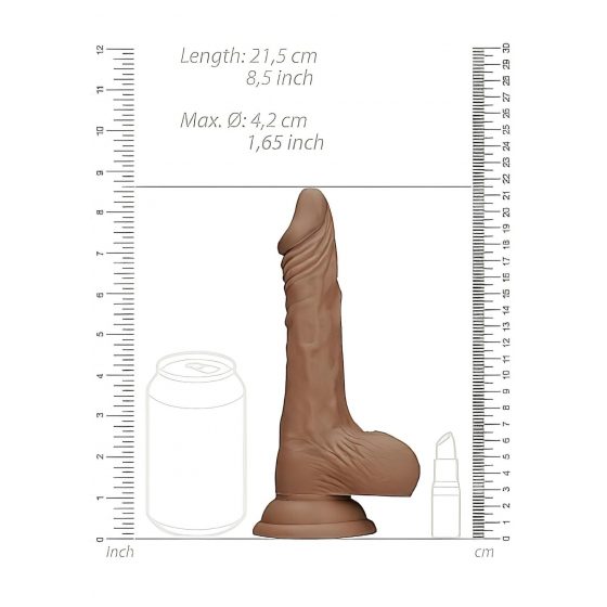 RealRock Dong 8 - realistické dildo s varlaty (20 cm) - tmavě přírodní