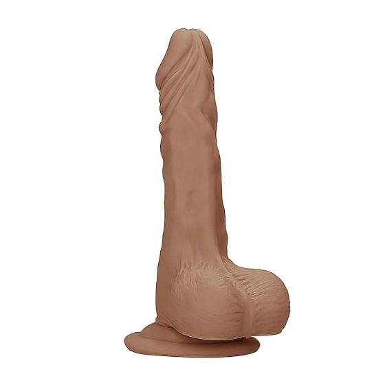 RealRock Dong 8 - realistické dildo s varlaty (20 cm) - tmavě přírodní