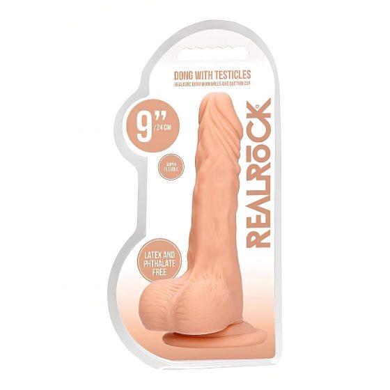 RealRock Dong 9 - realistické dildo s varlaty (23 cm) - přírodní