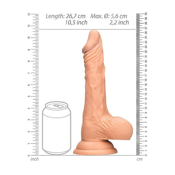 RealRock Dong 10 - realistické dildo s varlaty (25 cm) - přírodní