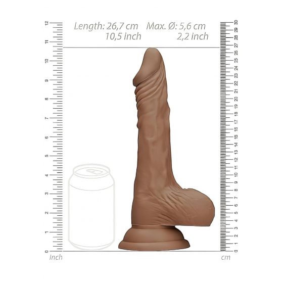 RealRock Dong 10 - realistické dildo s varlaty (25 cm) - tmavě přírodní