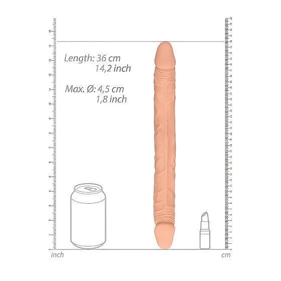 RealRock Double Dong 14 - dvojité dildo (36 cm) - přírodní