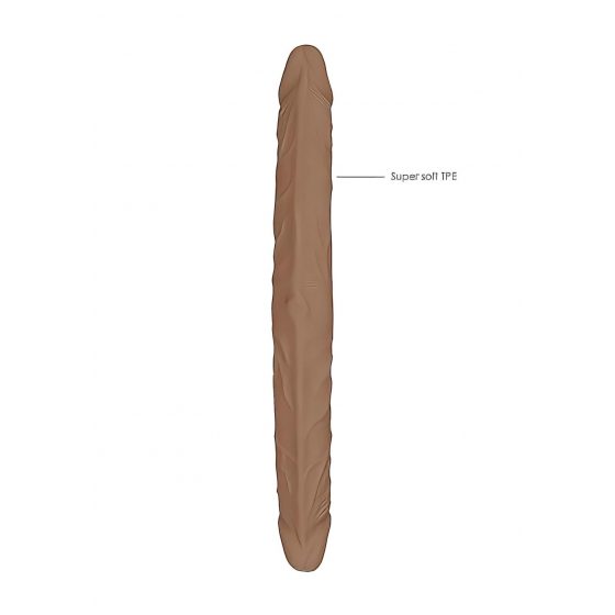 RealRock Double Dong 14 - dvojité dildo (36 cm) - tmavě přírodní