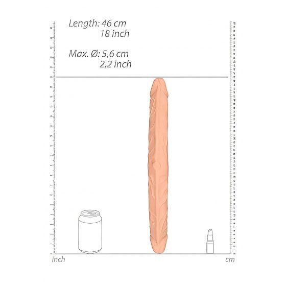 RealRock Double Dong 18 - dvojité dildo (46 cm) - přírodní