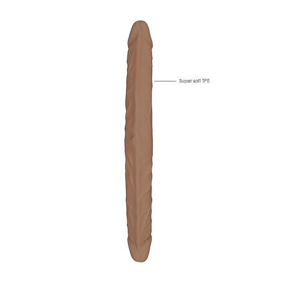 RealRock Double Dong 18 - dvojité dildo (46 cm) - tmavě přírodní