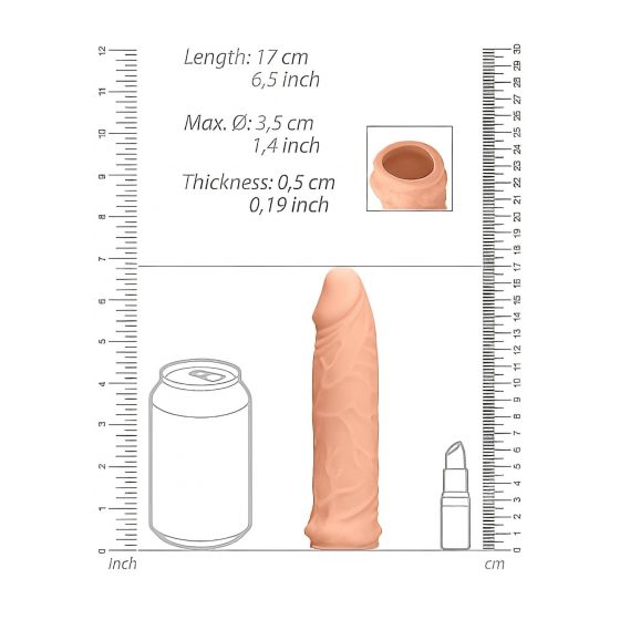 RealRock Penis Sleeve 6 - návlek na penis (17cm) - přírodní barva