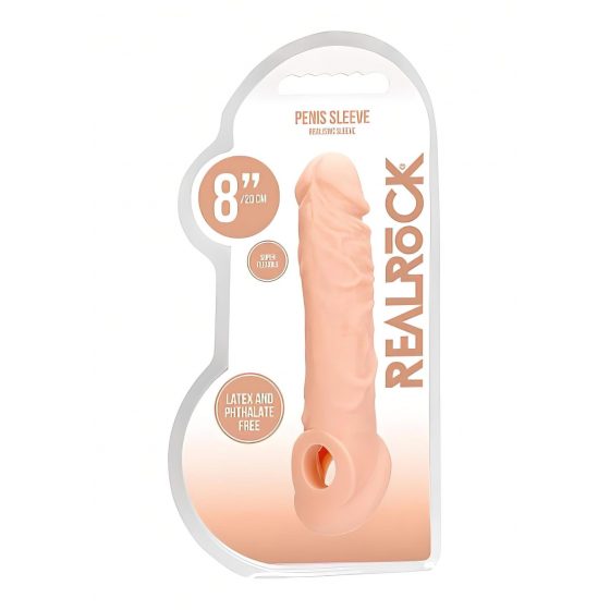 RealRock Penis Sleeve 8 - návlek na penis (21cm) - tělová barva