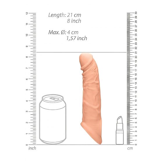 RealRock Penis Sleeve 8 - návlek na penis (21cm) - tělová barva