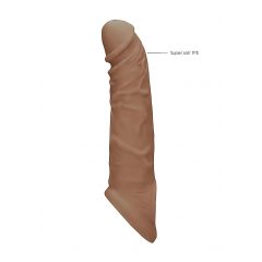   RealRock Penis Sleeve 8 - návlek na penis (21cm) - tmavě tělová barva