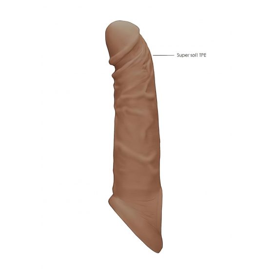 RealRock Penis Sleeve 8 - návlek na penis (21cm) - tmavě tělová barva