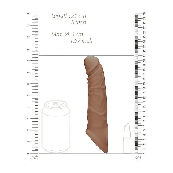 RealRock Penis Sleeve 8 - návlek na penis (21cm) - tmavě tělová barva