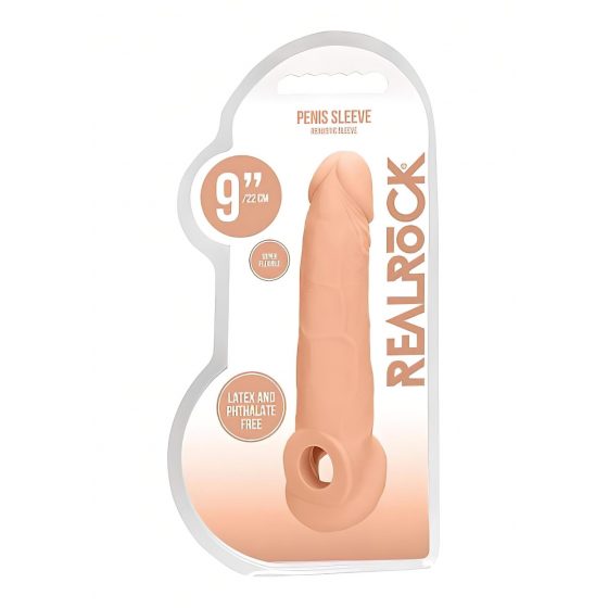 RealRock Penis Sleeve 9 - návlek na penis (21,5 cm) - tělová barva