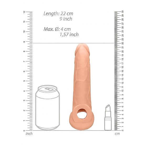 RealRock Penis Sleeve 9 - návlek na penis (21,5 cm) - tělová barva