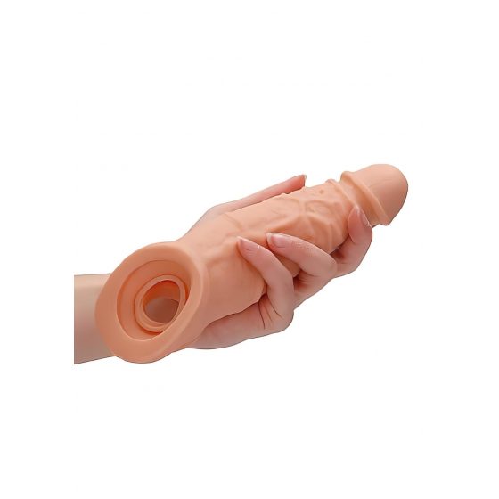 RealRock Penis Sleeve 9 - návlek na penis (21,5 cm) - tělová barva