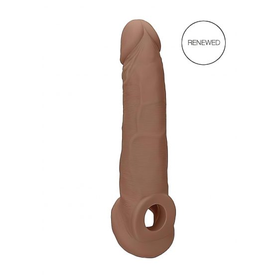 RealRock Penis Sleeve 9 - návlek na penis (21,5 cm) - tmavě tělová barva