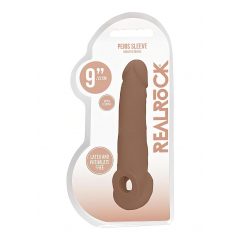   RealRock Penis Sleeve 9 - návlek na penis (21,5 cm) - tmavě tělová barva