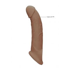   RealRock Penis Sleeve 9 - návlek na penis (21,5 cm) - tmavě tělová barva