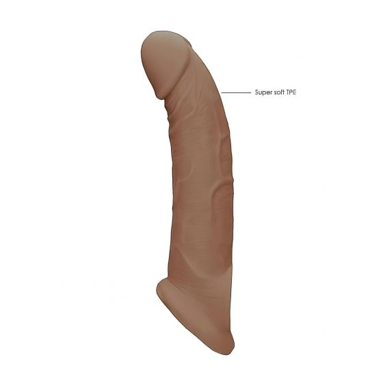 RealRock Penis Sleeve 9 - návlek na penis (21,5 cm) - tmavě tělová barva