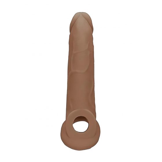 RealRock Penis Sleeve 9 - návlek na penis (21,5 cm) - tmavě tělová barva