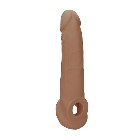 RealRock Penis Sleeve 9 - návlek na penis (21,5 cm) - tmavě tělová barva