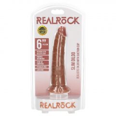   RealRock Slim - připínací, realistické dildo - 15,5 cm (tmavě přírodní)