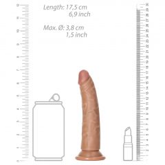   RealRock Slim - připínací, realistické dildo - 15,5 cm (tmavě přírodní)