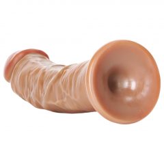   RealRock Curved - zakřivené realistické dildo se svorkou - 15,5 cm (tmavě přírodní)